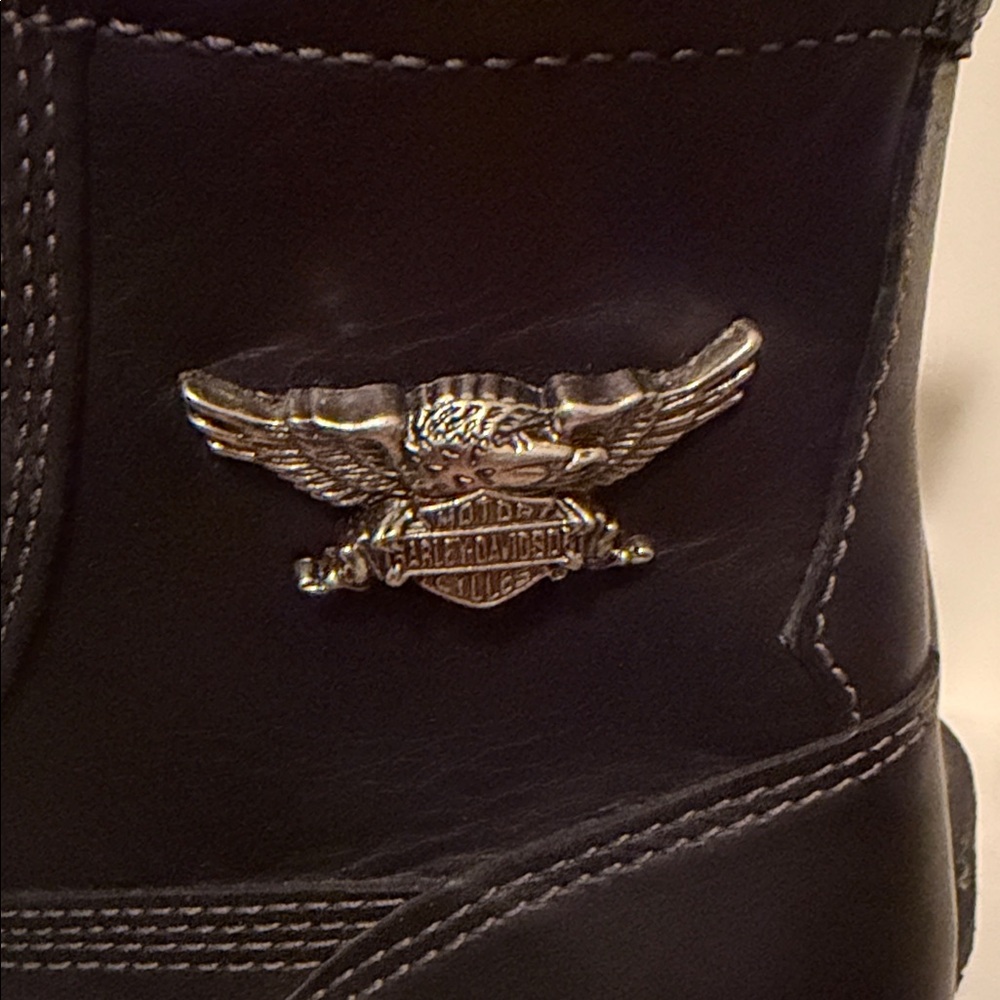 Harley Davidson Black Leather Riding Boots NWOT 7.5 - Picture 3 of 6